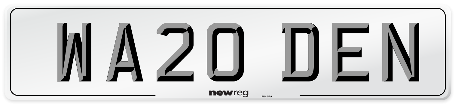 WA20 DEN Number Plate from New Reg